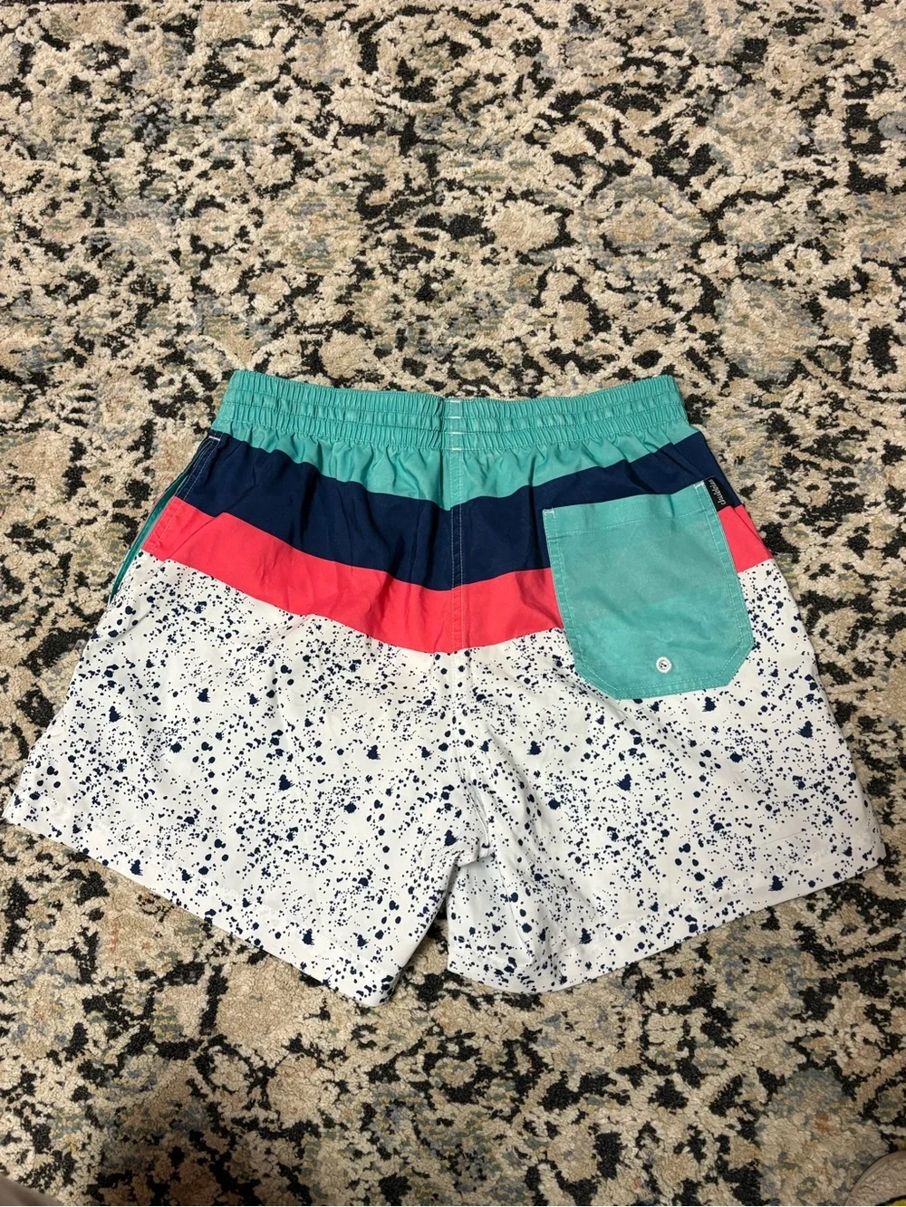 Chubbies Colorblock Speckle Swim Shorts - Teal, Navy & Coral
